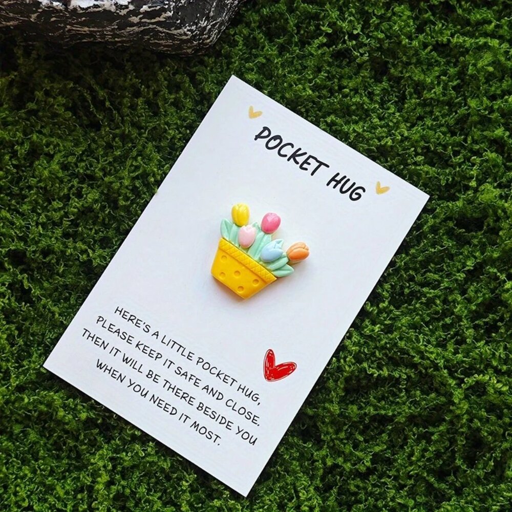 Pocket Hug Spring Tulips Yellow Basket Gift